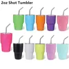 20pcs-100pcs تسامي 3oz s tumbler مزدوج الجدار الفولاذ المقاوم للصدأ الفولاذ المقاوم للصدأ معزول كوب ويسكي البيرة مع القش المعدني 240105