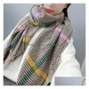 Scarves 200X70Cm Houndstooth Women Scarf Plaid Scarves 4 Design Autumn Winter Warm Pashmina Fashion Shawl Wraps Girl Drop Delivery Fas Dhs5V