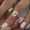 Band Rings 2021 Fashions Women Sterling Sier 925 Jewelery Classic Engagement Ring Emerald Cut Diamond Drop Delivery Jewely Dhaii XWQQC