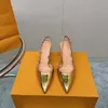 2024 Tasarımcı Elbise Ayakkabı Çiçeği Slingback Pompa Kadınlar Moda Slingback Sandals Seksi Sinlu Ayak Toe Yaz Yüksek Topuklu Sandal Bayanlar Zarif Deri Ayakkabı Düğün
