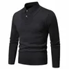 2023 maglione maschile con sottolineatura slim e pile finto camicia da due pezzi Collar addensato a maglia calda 240104