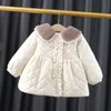 Down Coat Winter Baby Girls Single Breasted Solid Color Round Neck Fur Collar Padded For Children Drop Delivery Otcen