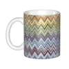 Tasse en céramique de conception continue en Zigzag, tasses à café de Camouflage géométrique personnalisées, cadeau créatif, DIY, 240104