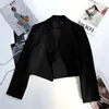 Lucyever outono blazers para mulheres coreano chique sem botão cortado ternos jaqueta mulher casual manga longa blazer casaco senhoras 231229