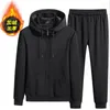 Mannen S Trainingspakken Pluche Trainingspak Lam Kasjmier Winter Wollen Sweatshirt Met Capuchon Dikke Warme Sportkleding Mannelijke Pak Tweedelige Set Casual Sets