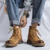 British Style Men's Leather Ankle Boots High Quality Autumn Spring Leisure Boots Men Lace Up Soft Round Toe Shoes Working Shoes 240104