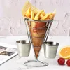 Kitchen Storage Fries Basket Potato Chip Holder Durable Metal Stand With Cup Cone Fry Sauce Dipper For Food