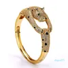 Silber Leopard Drehmoment Gold Single Tennis Eleganter Armreif Kleeblatt Armbänder Mode voller Diamant Schmuck für Männer Frauen Liebhaber Paar