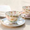 Ensemble de tasses à café en porcelaine anglaise, impression créative, thé de l'après-midi, tasses simples en céramique pour la maison, 240104