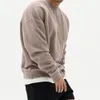 Crew Neck Hoodies Men's Warm Lazy Style Loose Pullover Drop Shoulder Vintage Hoodies Casual Without Hat Solid Color Sweatshirt 240104