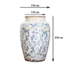 Vase Vase Ceramic Underglazeアンティーク中国のヨーロッパの青と白の磁器壊れたパターンリビングルームの入り口テーブル装飾