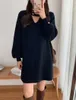 Lässige Kleider Herbst und Winter helle Seide Strickkleid koreanische Version lose einfarbige V-Ausschnitt weiche Glut Pullover Damen Pullover