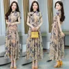 Ethnic Clothing Women Summer Cheongsam Dresses Vintage Floral Pattern Mother Dress Chinese Style Wedding Costumes Plus Size Long Qipao M To