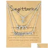 Pendant Necklaces 3Pcs Zodiac 12 Constellation Necklace Astrology Horoscope Old English Sign Choker Jewelry With Mes Card For Women Dhztw