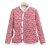 Trenchs pour femmes Manteaux de fleurs écrasées Bouton de noeud Petite veste en coton Vestes rembourrées d'hiver Rétro style chinois Mère Parkas matelassés