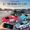1 58 Fernbedienung MINI RC Auto Batteriebetriebenes Rennauto PVC-Dosen Packmaschine Drift-Buggy Bluetooth-Funkgesteuertes Spielzeug Kind 240105