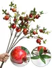 Red Tall Fall Pomegranate Flowers Artificial Fake Fruit Branch Stem for Christma Year's Eve Decoration Luxury Home Vase Deco 240105