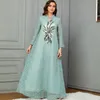 Roupas étnicas Caftan Marocain Femme Jalabiyat Árabe Vestidos Islâmicos Sólidos Lantejoulas Bordado Solto Robe Musulmane