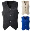 Adult Men Vintage Vest Waistcoat Victorian Black Steampunk Style Gothic Jacquard Swallow Top Costume For Men's Blazer Suit 240104