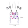 Children Fox Cartoon Magnet Stone Attraction BFF Good Friend Alloy Drop Oil Necklace Set