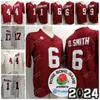Collège 6 Devonta Smith Maillot de football Jalen Milroe 1 Kool-Aid Mckinstry Henry 9 Bryce Young 31 Anderson Jaylen Waddle Rouge Blanc Maillots cousus pour hommes New Rose Patch
