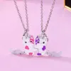 Children Fox Cartoon Magnet Stone Attraction BFF Good Friend Alloy Drop Oil Necklace Set