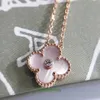 Designer Jewelry Van Silver S925 High Edition Four Leaf Grass New Color Pink Shell Necklace 18k Rose Gold Natural Five Poll with Box