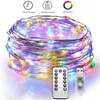 1 ensemble de 10 m de guirlandes lumineuses LED scintillantes alimentées par USB avec télécommande, guirlande féerique en fil argenté pour Noël, fête de mariage, décoration de la maison, 100 lumières LED.