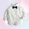 Ensembles de vêtements Baby Boy Gentleman Clothes Set Automne Cotton Cotton Cotton Trempe blanche avec pantalon à nœud papillon