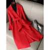 2023 Autumn Winter Coats Elegant Woolen Coat for Women Long Sleeve Streetwear Korean Fashion Jackets Solid Slim Lapel 240105