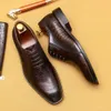 Men Shoe Genuine Leather Lace Up Fashion Oxford Pointed Toe Office Dress Wedding Black Formal Business S Brogue Shoes