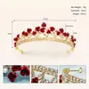 Pinces à cheveux en alliage fantaisie, strass rouges, diadèmes de beauté de mariée, couronne de fleurs, princesse Rose pour filles