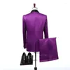 Men's Suits Purple Stain Wedding Slim Fit Men Costume Homme Marriage Masculino Terno Tuxedo Groom Prom Blazer Sets 2 Pcs Jacket Pant