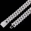 Moissanite Diamond Miami Cuban Link Chain 6 ~ 15mm White Gold Real 14K Rose Necklace Armband 925 Silver PlatedMx3V MX3V