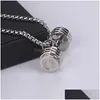 Pendant Necklaces Round Dumbbell Women Mens Stainless Steel Couple Fitness Jewelry Fashion Christmas Day Gifts For Girlfriend Wholes Dhbgu