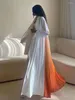 Ethnische Kleidung Dubai Abaya Durchsichtiger Stoff mit plissiertem Chiffon auf der Rückseite Islam Abendparty Kaftan Muslimische Frauen Ramadan (ohne Innenseite)