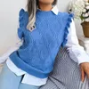 Women's Vests Korean Knitted Wool Vest 2024 Winter Loose Comfortable Sleeveless Crew Neck Sweater Knitwear Warm Tops Outwear