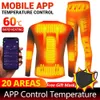 Hiver sous-vêtements chauffants costume téléphone intelligent APP contrôle température USB alimenté par batterie polaire thermique moto veste hommes femmes 240104