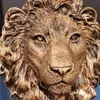 Lion Head Sculpture, Lion Gold Statue, Home Office Decor, Gift For Leading People, Christmas gift idea