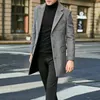 Herren-Wintermantel mit langen Ärmeln, Übergröße, Reverskragen, gepolsterte Lederjacke, Vintage-Stil, verdicktes Schaffell, Herren-Deckmantel 240105