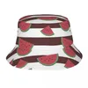 Bérets simples tranches de pastèque rouge motif seau chapeau Panama pour enfants Bob chapeaux pêcheur en plein air été pêche unisexe casquettes