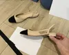 Suede sandal shoes block high heels cap toe slides Ballet flat mary jane stiletto Nude Pumps interlocking C Pearl party Dress Shoe