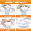 Silicone Collapsible Travel Cup 350ML/500ML Camping Drinking Cups with Lids for Adults Foldable Silicone Water Mug for Kids