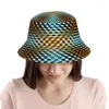 Berets الهندسة المكعبات ثلاثية الأبعاد ثلاثية الأبعاد قبعة دلو للنساء للطلاب قابلة للطي بوب الصيد قبعات بنما غطاء الشارع الشارع