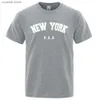 Homens camisetas EUA Nova York EUA City Street Impresso camisetas para homens soltos camisetas de grandes dimensões moda respirável manga curta roupas de algodão t240105
