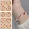 Bedelarmbanden Natuursteen Rhodochrosiet Armband Inspirerende Kroonhanger Kralenpolsbandjes Anti-allergie Bangle Geschenken