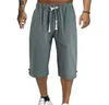 Pantaloncini da allenamento da uomo in lino caldo Estate casual streetwear Costume da bagno ad asciugatura rapida con coulisse Elastico Beach Resort Pantaloni al ginocchio Pantaloni sportivi da esterno Abbigliamento da uomo 4XL