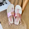 Designer sandal slipper interlocking c letter flip flops glitter bling rhinestone luxury woman thong metal logo flat casual shoes top quality mules