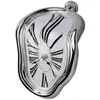 Silver Melting Clock Used for Decorating Home Office Shelves and Desktop Interesting Creative Gifts Watch Melting Clock 240105