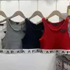 Stickerei-Logo-Tanktop, Sommer, kurz, schmal, Nabel freiliegendes Outfit, elastisch, sportlich, gestrickt, Tanktops, PP